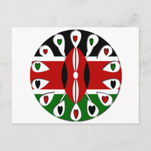 Lovely Hearts Kenya: Flag Love and Unity Art Motif Postcard