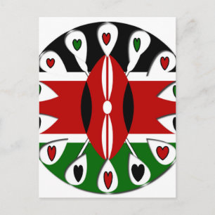 Lovely Hearts Kenya: Flag Love and Unity Art Motif Postcard