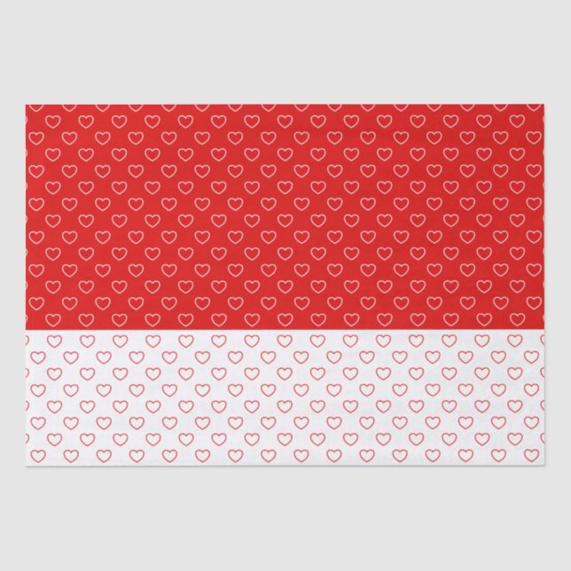 Lovely Hearts Pattern, Classic Red And White Tissue Paper (Front)