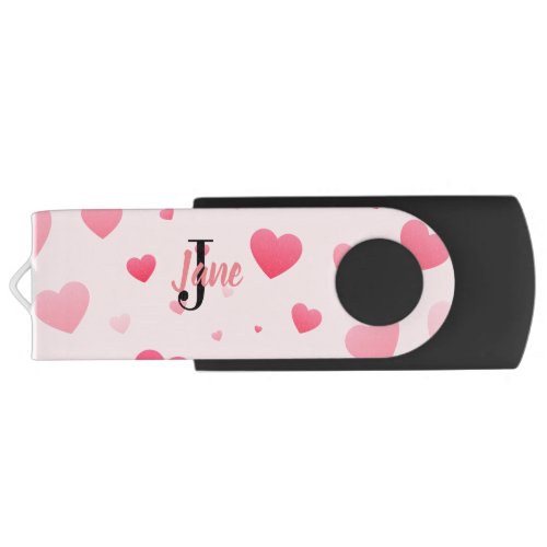 Lovely Hearts Pattern Monogram and Name Custom Flash Drive
