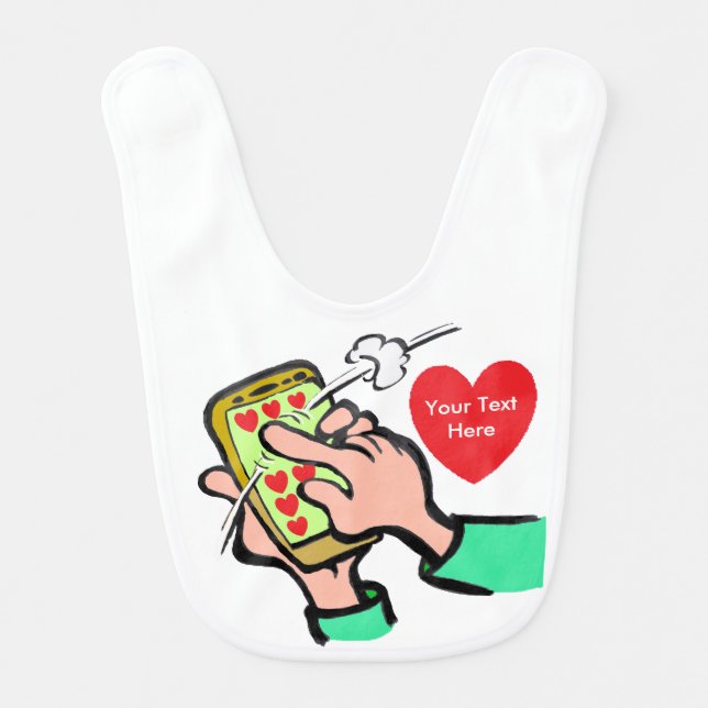 Lovely Hearts Phone Swipe Baby Bib (Front)