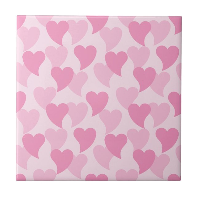 Lovely Hearts Seamless Pattern Ceramic Tile (Front)