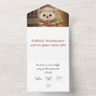 Lovely hedgehog with fir tree motive all in one invitation