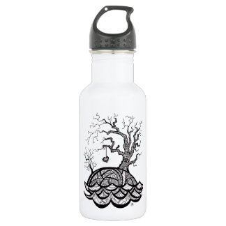 Lovely Hill Intricate Heart Tree illustration Water Bottle