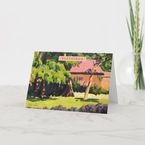 Lovely Historic Village Barn Painting Holiday Card