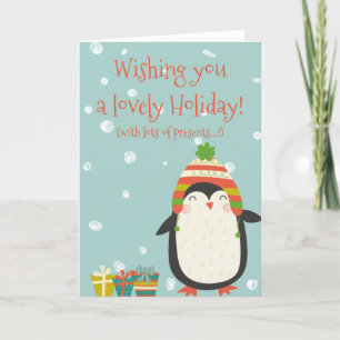 Lovely Holiday! Cute Penguin Funny Christmas Holiday Card