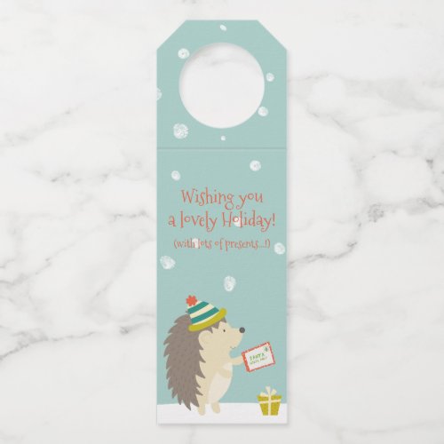 Lovely Holiday _ Hedgehog Fun Christmas Bottle Hanger Tag