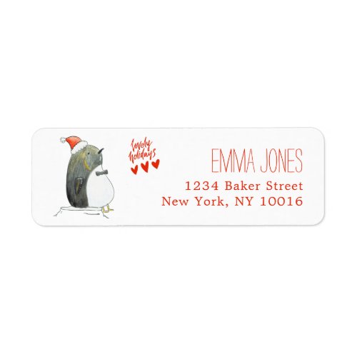 Lovely Holidays  Cute Penguin Christmas Label