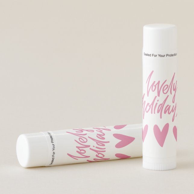 Lovely Holidays | Pink Hearts Christmas Lip Balm (Front)