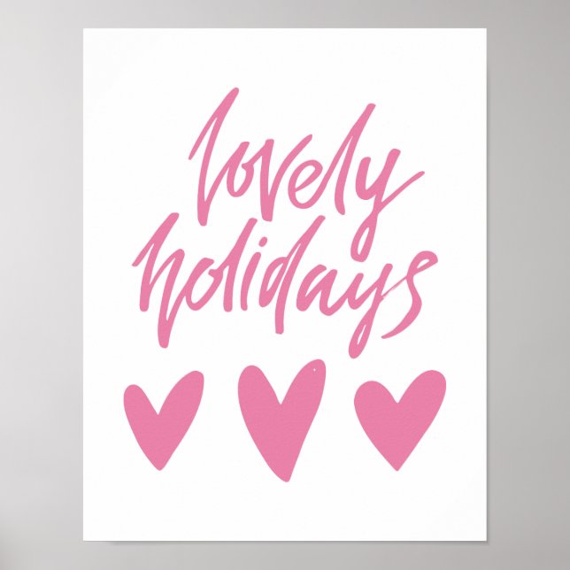 Lovely Holidays | Pink Hearts Christmas Poster (Front)