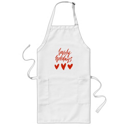 Lovely Holidays  Red Hearts Christmas Long Apron