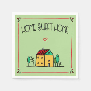 Lovely home sweet home mint green paper napkin
