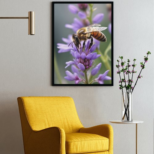 Lovely Honeybee on a Flower Home Decor Poster