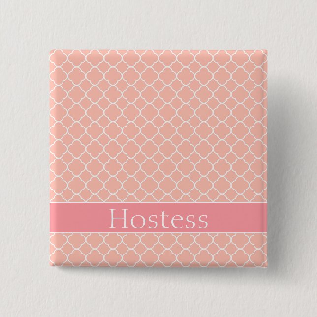 Lovely Hostess Pink and White Button (Front)