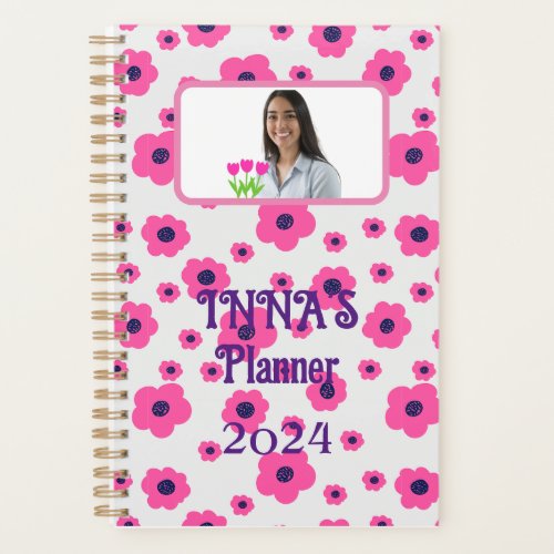 Lovely hot pink floral pattern Planner