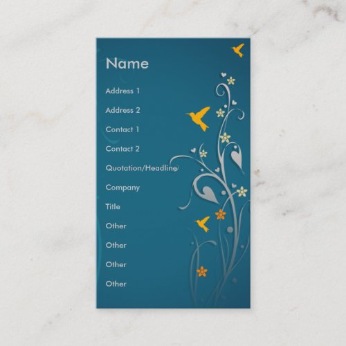 lovely hummingbirds and swirl flower design business card templates