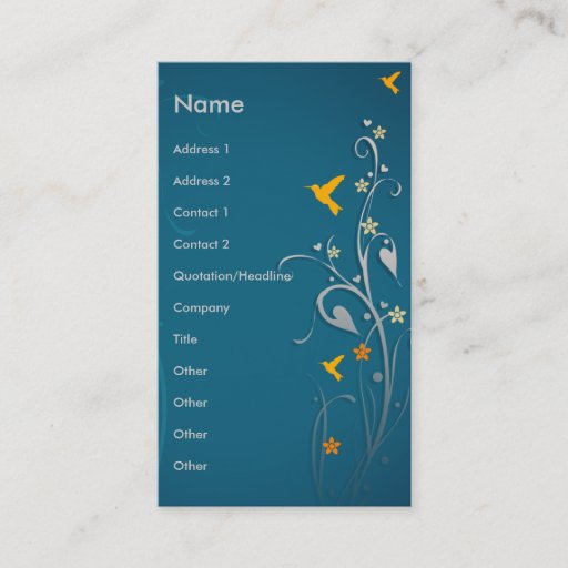 Customizable lovely hummingbirds and swirl flower design business card templates