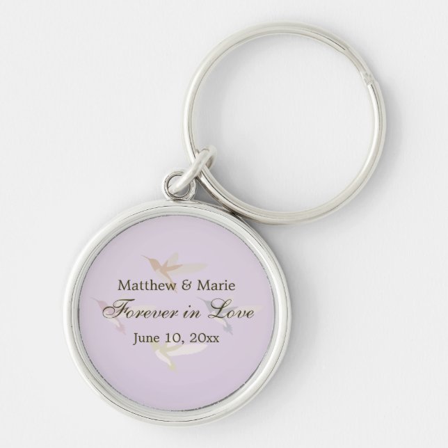 Lovely Hummingbirds Wedding Forever in Love Keychain (Front)