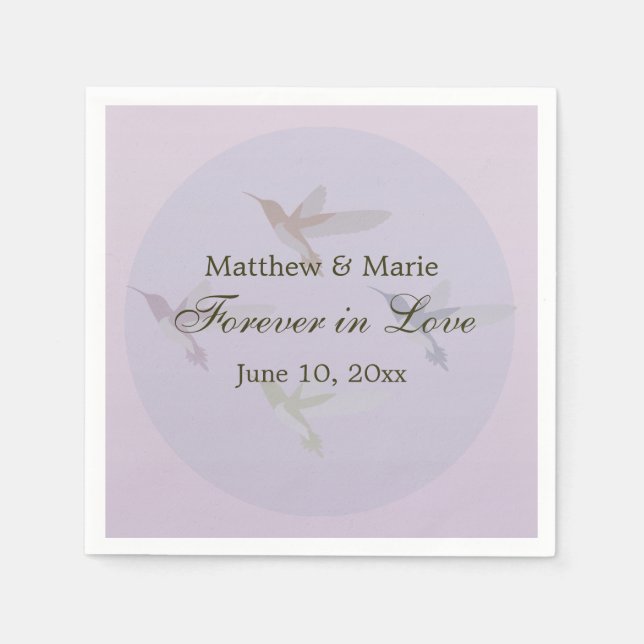 Lovely Hummingbirds Wedding Forever in Love Napkins (Front)