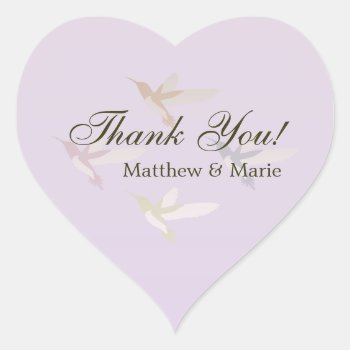 Lovely Hummingbirds Wedding Thank You Heart Sticker by Egg_Tooth at Zazzle
