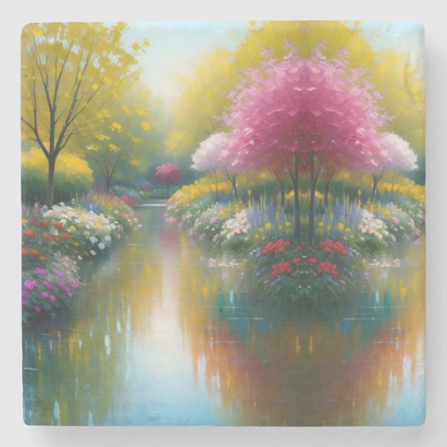 Lovely Hydranger Garden Stone Coaster (Front)