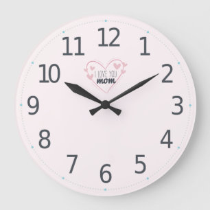 Lovely I Love Mom Mother's Day   Wall Clock