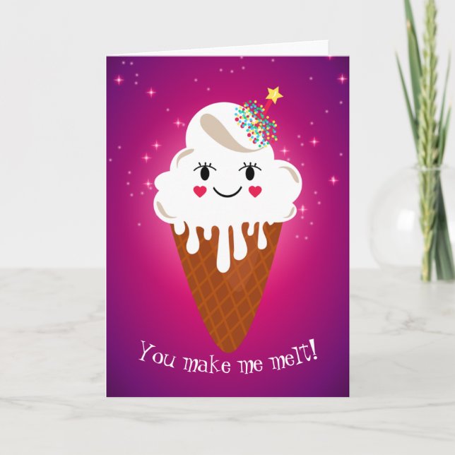 Lovely Ice Cream Cone Valentine's Day Card (Front)