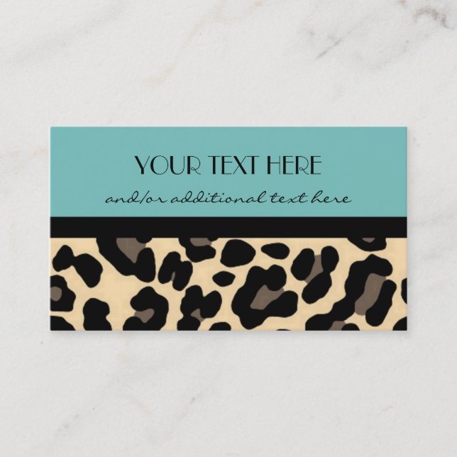 Lovely in Leopard, Robin's Egg Blue Business Card (Front)
