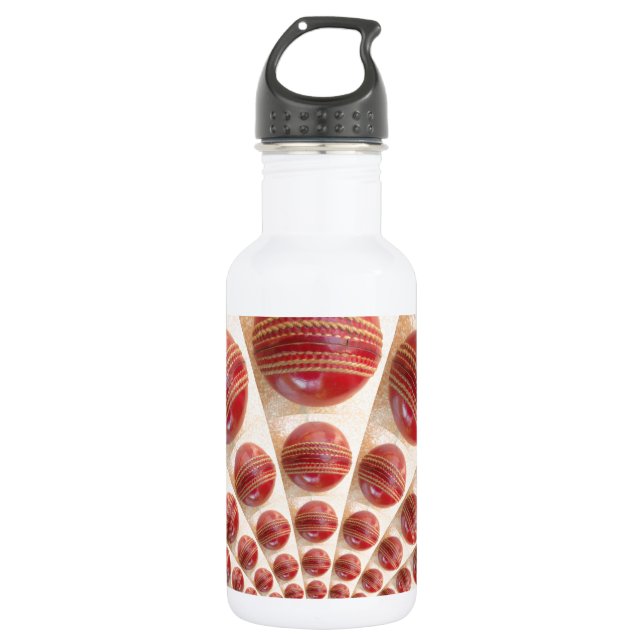 Lovely International Cricket Red Leather Ball Art  Water Bottle (Front)