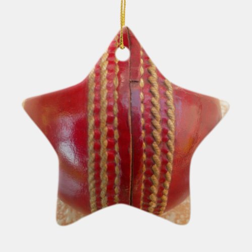 Lovely International Cricket Red Leather Ball Ceramic Ornament