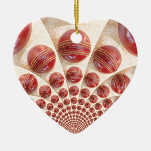 Lovely International Cricket Red Leather Ball Ceramic Ornament