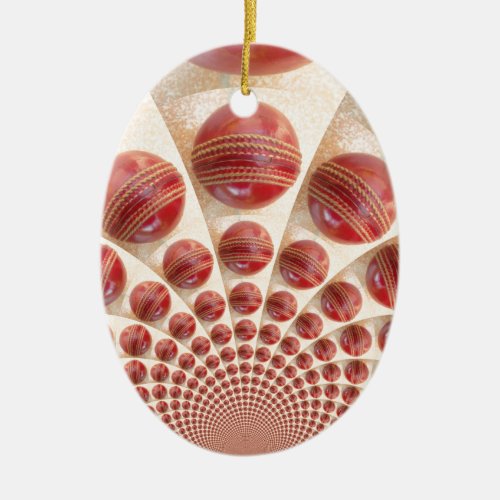 Lovely International Cricket Red Leather Ball Ceramic Ornament