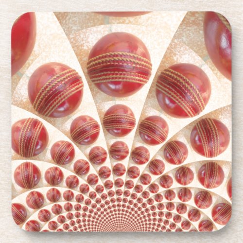 Lovely International Cricket Red Leather Ball Drink Coaster
