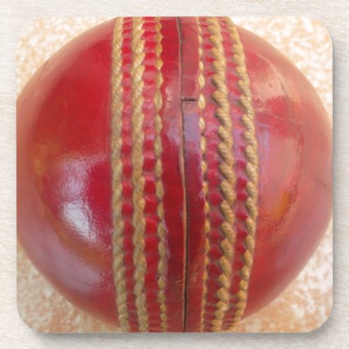 Lovely International Cricket Red Leather Ball Drink Coaster