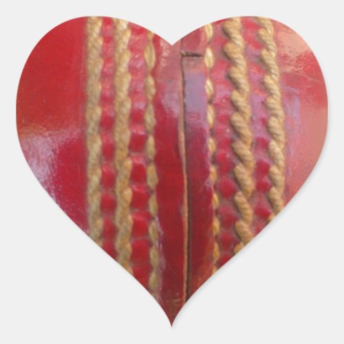 Lovely International Cricket Red Leather Ball Heart Sticker