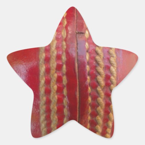 Lovely International Cricket Red Leather Ball Star Sticker