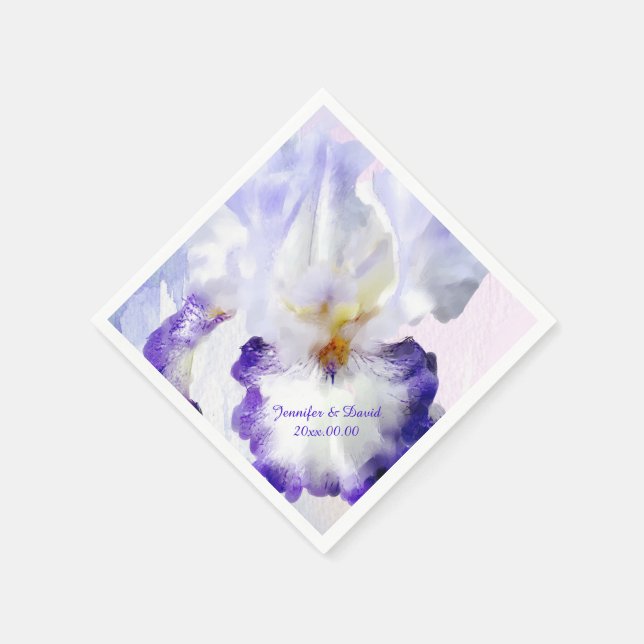 Lovely Iris Custom Paper Napkins (Corner)
