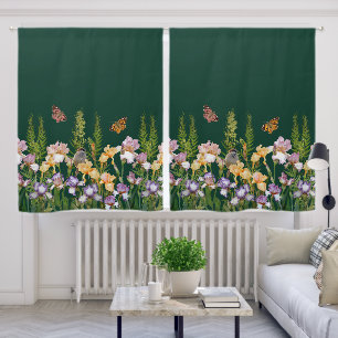 Lovely Irises, Birds Butterflies Couple Monogram Blackout Curtains
