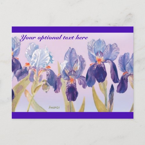 Lovely Irises Watercolor Postcard