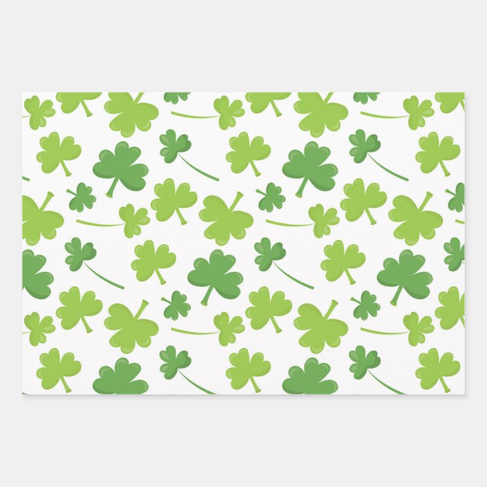 Lovely Irish Clovers Green and White Wrapping Paper Sheets | Zazzle