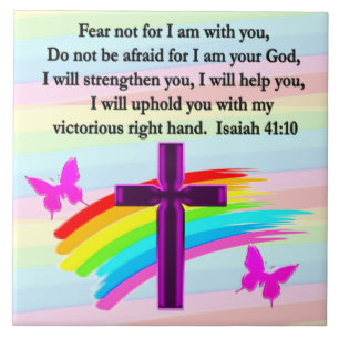 LOVELY ISAIAH 41:10 BIBLE VERSE DESIGN CERAMIC TILE