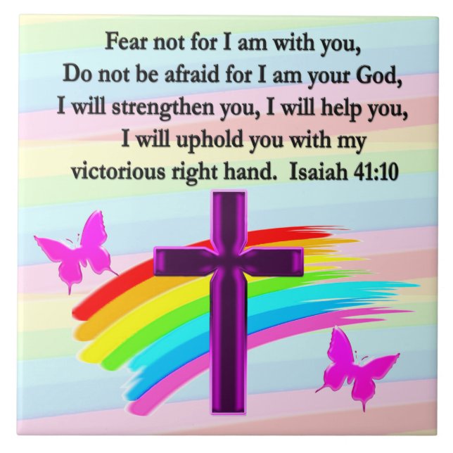 LOVELY ISAIAH 41:10 BIBLE VERSE DESIGN CERAMIC TILE (Front)