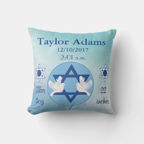Lovely Jewish Blue and White Star of David Baby Throw Pillow