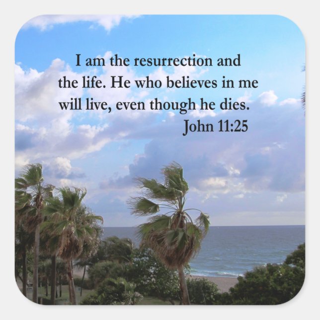 LOVELY JOHN 11:25 PHOTO DESIGN SQUARE STICKER (Front)