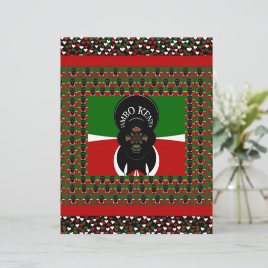 Lovely Kenyan Hearts flag Black Red Green Design (Standing Front)
