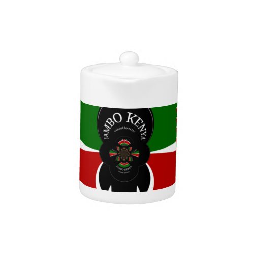 Lovely Kenyan Hearts flag Black Red Green Design Teapot