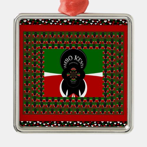 Lovely Kenyan Hearts flag Metal Ornament