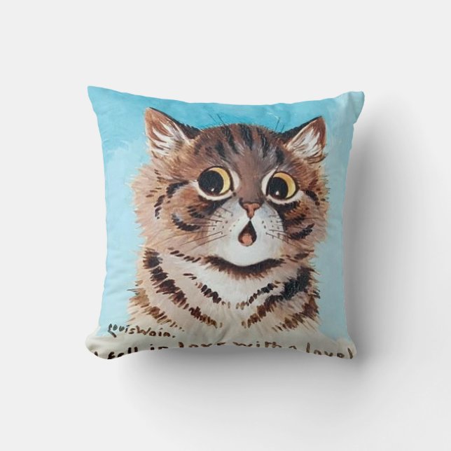 Lovely Kitten, Louis Wain Throw Pillow (Front)
