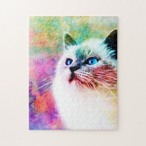 Lovely Kitty Colorful Cat Lover Jigsaw Puzzle