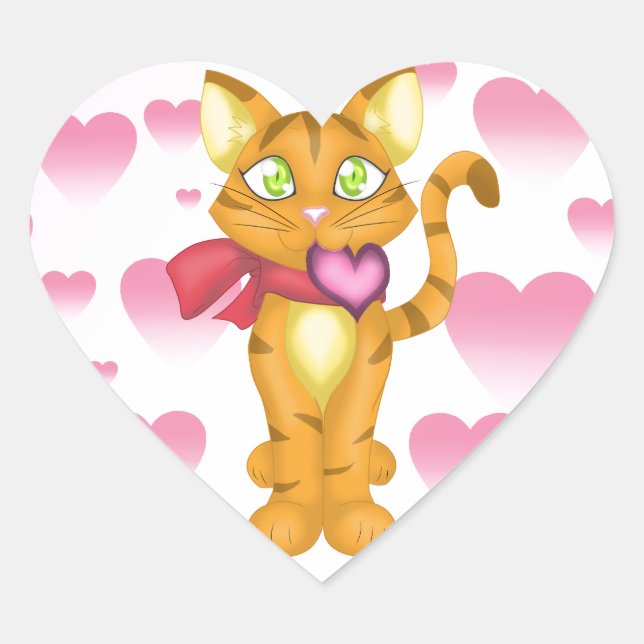 Lovely Kitty Heart Sticker (Front)